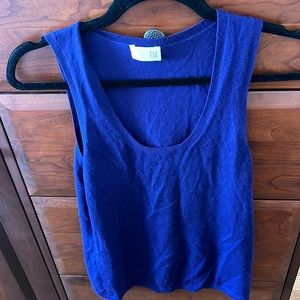 TSE Cashmere scoop neck Sleeveless Top, super soft, gorgeous deep blue/purple, M